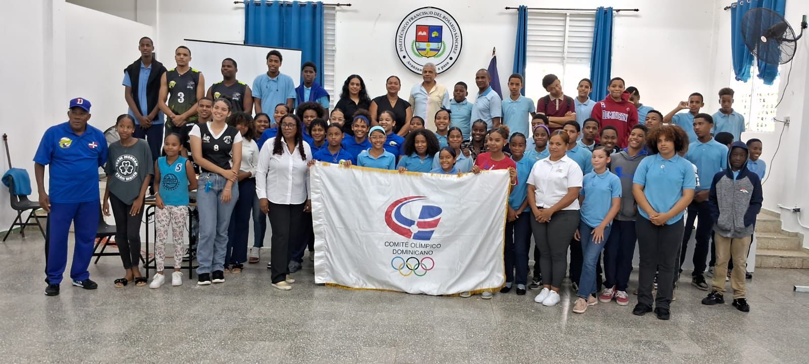 Students participating in a teamwork activity.